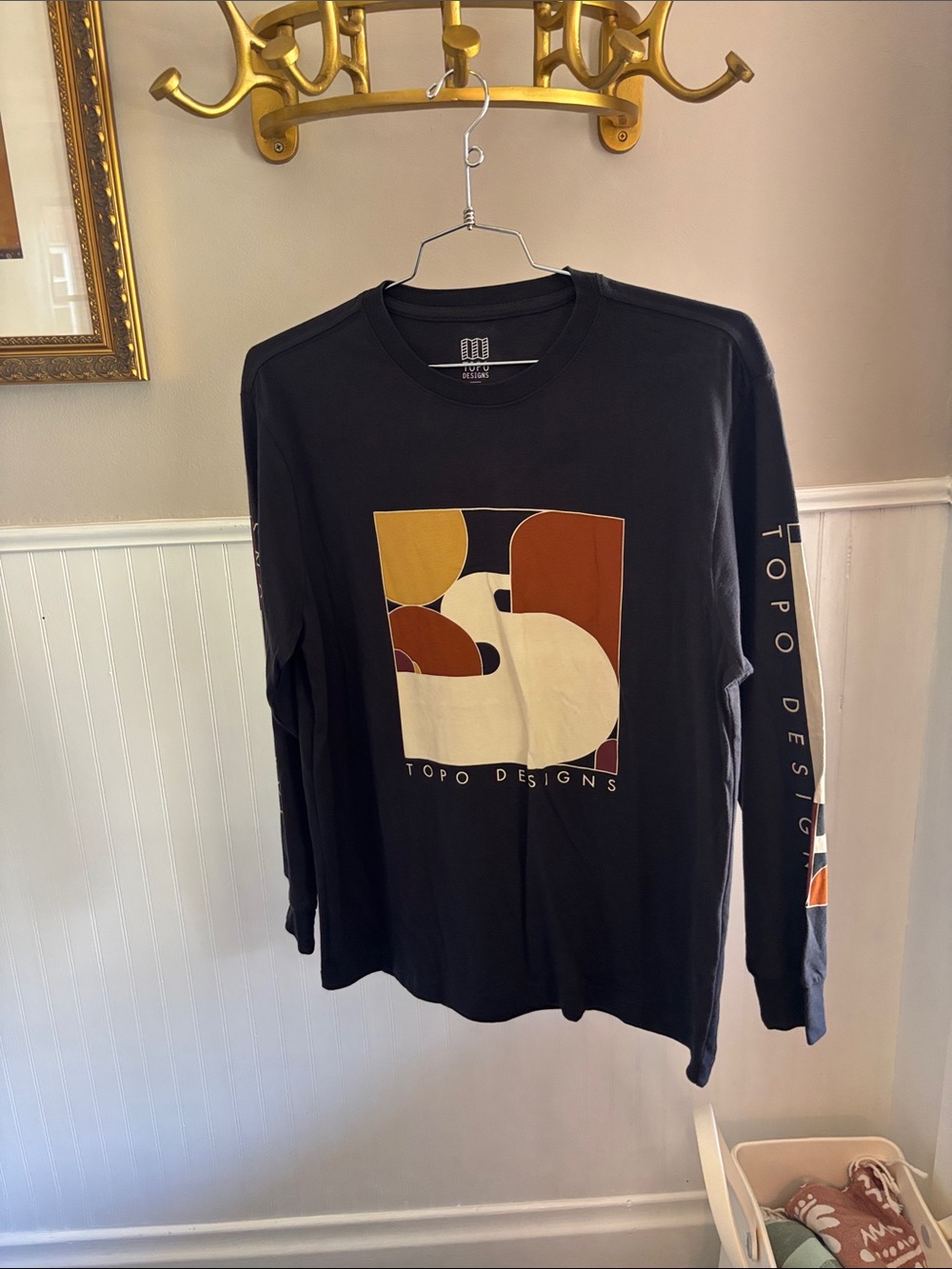 Topo Designs Black Long-Sleeve Tee with Abstract Multi-Color Graphic